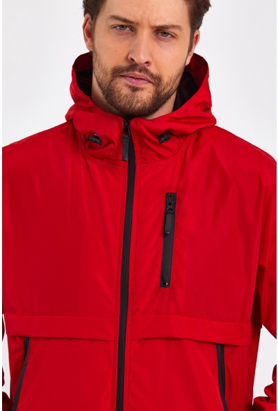Genıus Store Erkek Rüzgarlık ve Yağmurluk Kapşonlu Su Geçirmez Spor Yağmurluk Ceket 3 Cepli