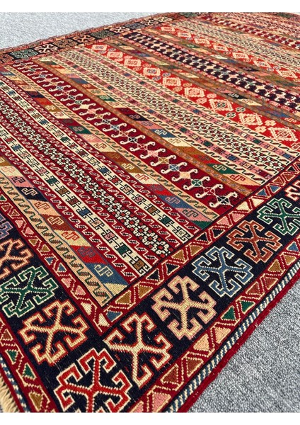 El Dokuması Iran Kilimi 126X200 Renkli Motifli %100 Yün Kilim ! modelleri