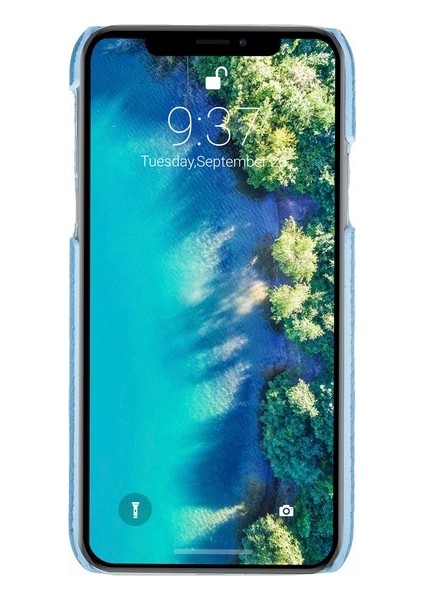 Apple iPhone X-Xs Uyumlu Deri Arka Kapak Mn-Uj Erc8 Mavi