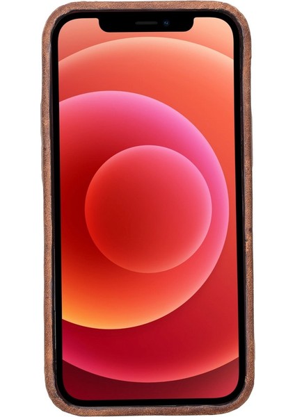 Apple iPhone 12 Mini Uyumlu Deri Arka Kapak Rock G2 Kahve modelleri