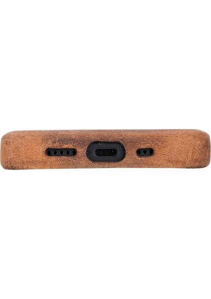 Apple iPhone 14 Uyumlu Deri Arka Kapak Rock G2