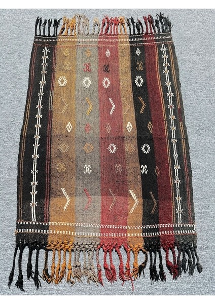 El Dokuma Dekoratif Kilim 92 x 123 Kök Boya Kiremit Kırmızı