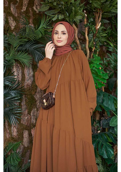 6614-BÜZGÜLÜ Berlin Elbise Tütün modelleri