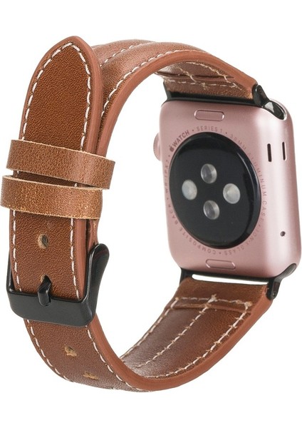 Apple Watch Uyumlu Uyumlu Deri Kordon 42-44-45MM Nm3-As2 Taba