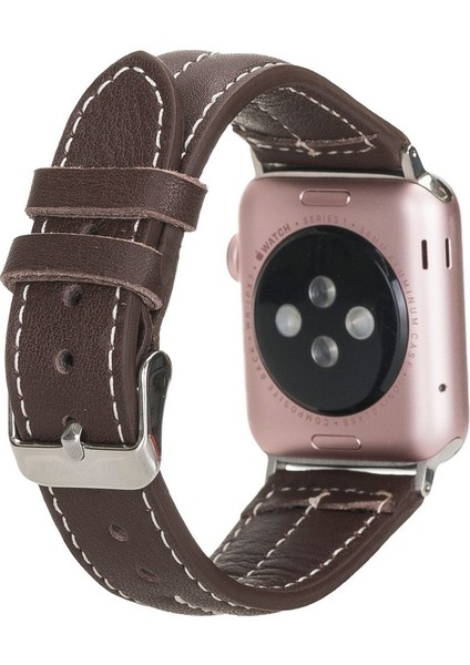 Apple Watch Uyumlu Uyumlu Deri Kordon 42-44-45MM Nm3-As3 Kahve