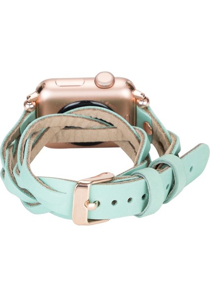 Apple Watch Uyumlu Uyumlu Deri Kordon 38-40-41MM Dt Rt Brn7
