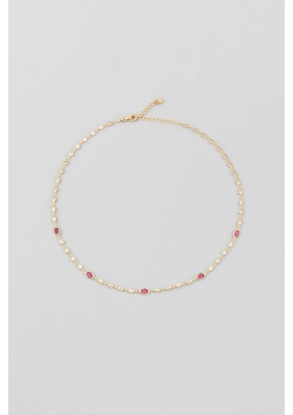 Minimal Fuşya 18 Ayar 45 cm Gümüş Kolye