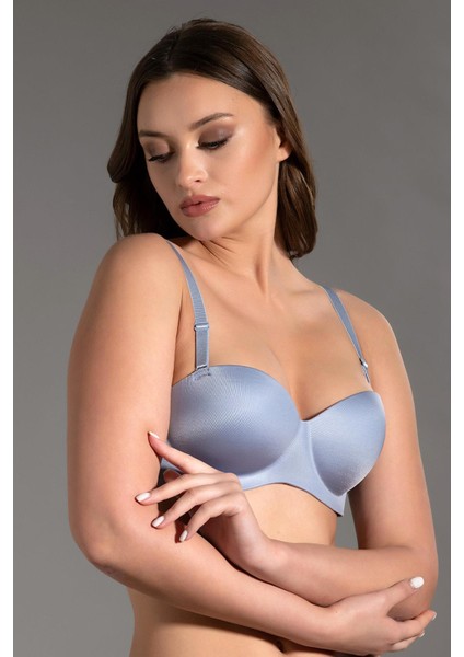 Kadın Straplez Lotus Lazer Kesim Push-Up A.mavi Sütyen 336055
