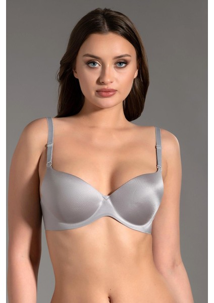 Kadın Lotus Lazer Kesim Destekli Balenli Gri Sütyen 336040
