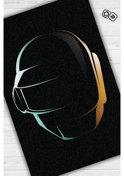 Daft Punk Koyu Renkli Siyah Halı Müzik Sever Halısı Müzisyine Hediyelik Halı Art Müzik Halı fiyatları
