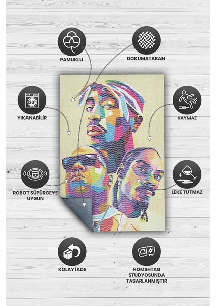 3 Efsane Çok Renkli Halı Rap Sever Halısı Müzisyine Hediyelik Halı Art Müzik Halı fırsatları
