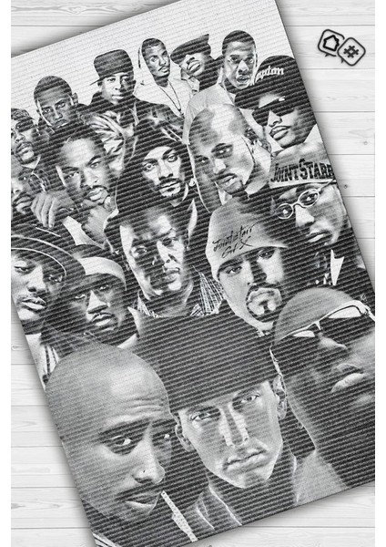 Old School Efsaneler Siyah Beyaz Halı Rap Sever Halı Müzisyine Hediyelik Art Müzik Halı fiyatları
