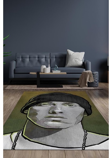 Eminem Çok Renkli Halı Rap Sever Halısı Müzisyine Hediyelik Halı Art Müzik Halı