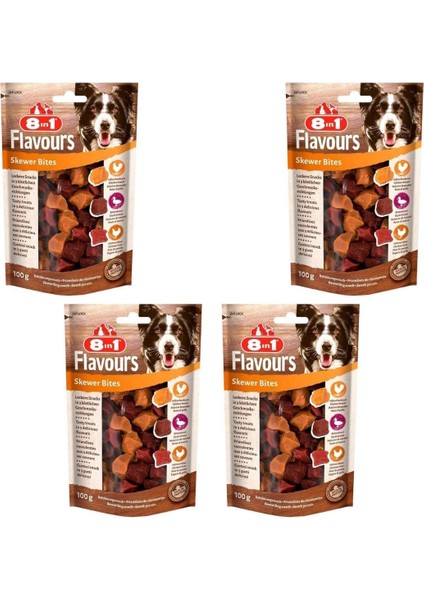 Flavours Skewer Bites Tavuk ve Ördek Göğsü Köpek Ödülü 100 gr x 4 Adet