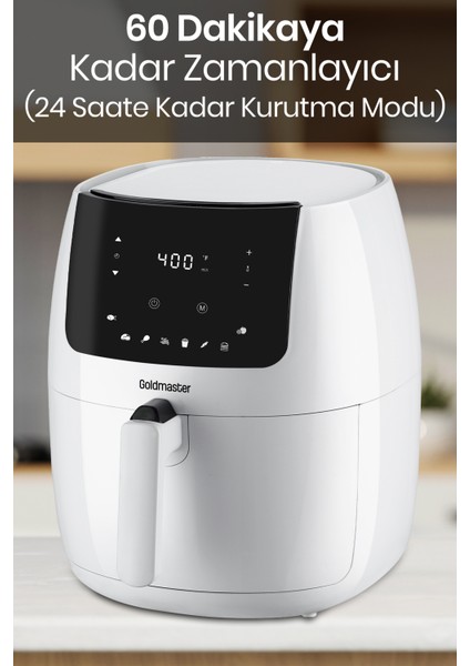 Romelio 1800 Watt 7 Litre Beyaz Geniş Hazneli Xxl Dokunmatik Airfryer Sıcak Hava Fritözü