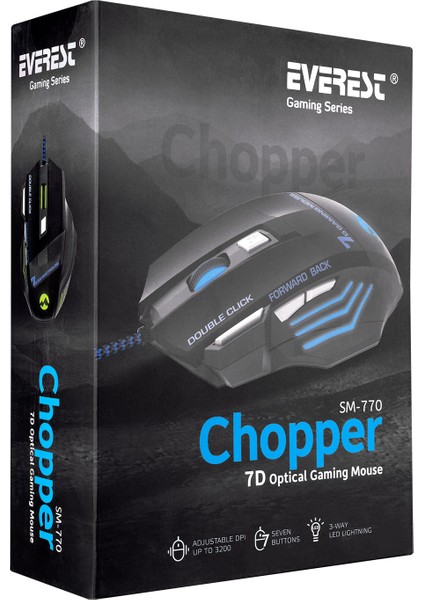 SM-770 CHOPPER Usb Siyah Oyun Gaming Oyuncu Mouse