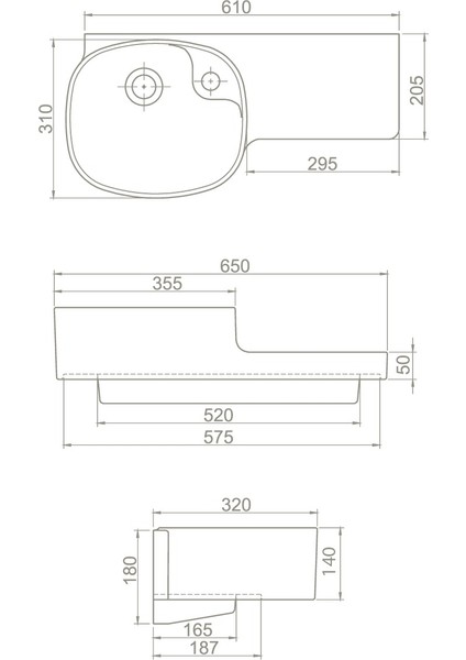 Seramik Turkuaz Cerastyle Harmony Etajerli Lavabo 32 x 65 cm