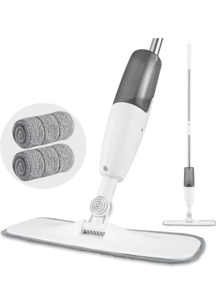 360 Derece Dönen Su Püskürtmeli Sprey Mop Paspas + 1 Yedek Mikrofiber Mop (Yui Türkiye Garantili)