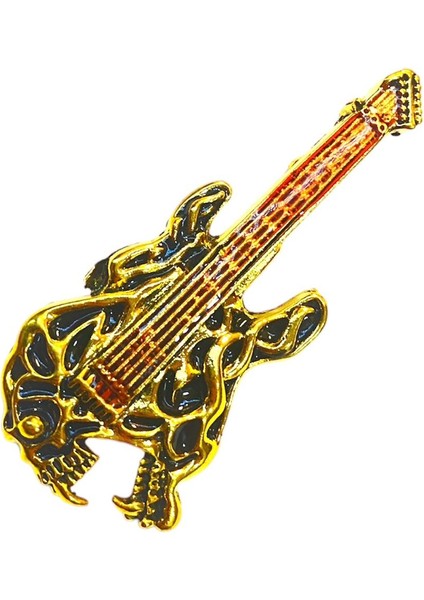 Herşey Nota Gitar Yaka Iğnesi Broş Gold