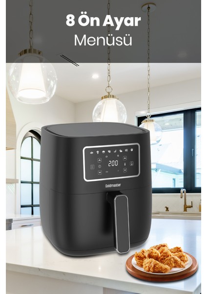 Preto 1700 Watt Xl Dijital Dokunmatik 8 Ön Programlı Airfryer Yağsız Kızartma Sıcak Hava Fritöz