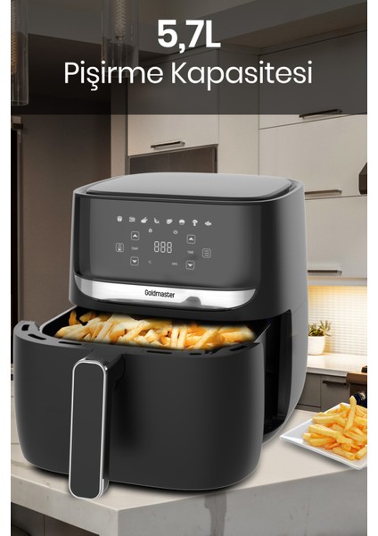 Stilo 1700 Watt Xl Dijital Dokunmatik 8 Ön Programlı Airfryer Yağsız Kızartma Sıcak Hava Fritöz