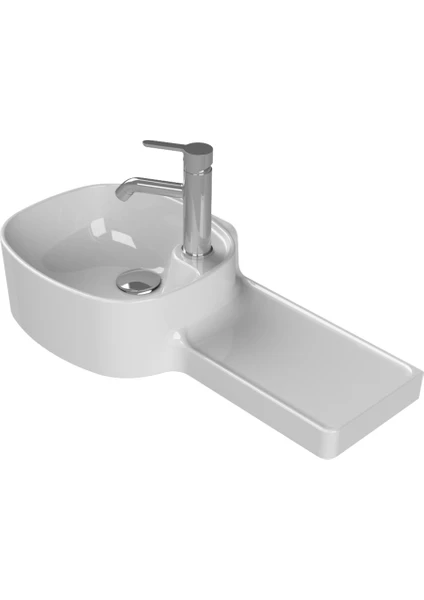 Seramik Turkuaz Cerastyle Harmony Etajerli Lavabo 32 x 65 cm