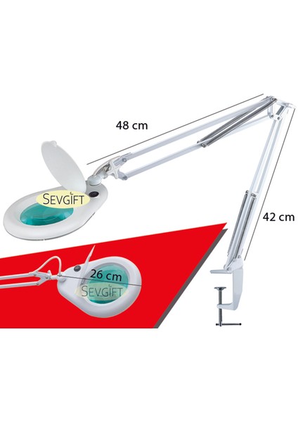 LED Işıklı Masa Bağlantılı Büyüteç 5x - Güzellik Salonu Büyüteçi