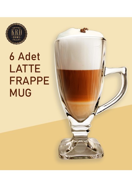 Irish Mocha Latte Bardağı Buzlu Kahve Bardağı Kulplu Bardak Ayaklı Bardak 6 Adet
