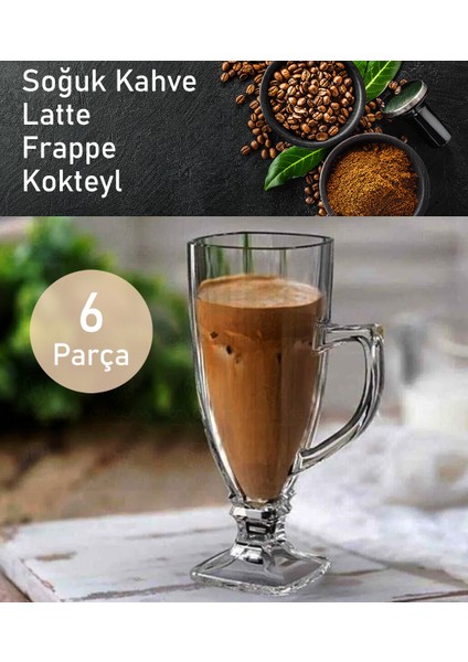 Irish Mocha Latte Bardağı Buzlu Kahve Bardağı Kulplu Bardak Ayaklı Bardak 6 Adet indirimleri