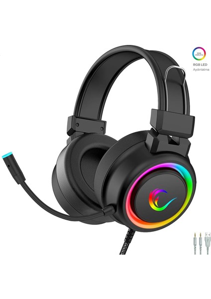 SN-R10 Alquıst 3.5mm Rgb Mikrofonlu Kulaklık Siyah