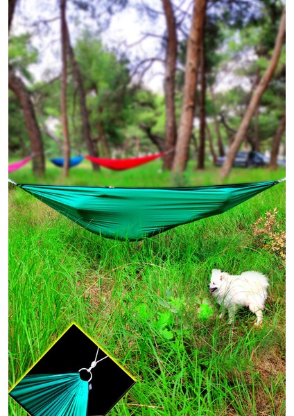 Kamp Hamağı Kamp Hamak Bahçe Balkon Outdoor Kamp Piknik Salıncak Yeşil