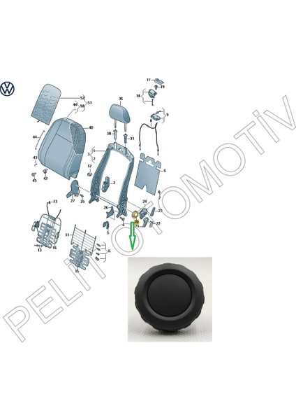 Pelit Otomotiv Tiguan Koltuk Sırt Yatırma Ayar Düğmesi 5G4881671 5G4881671A