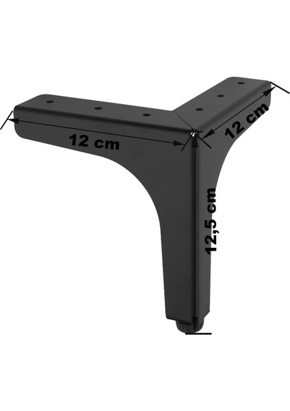 Dekor Metal Siyah Mobilya -Koltuk - Baza Ayağı Ayarlı 12,5 cm 1 Adet