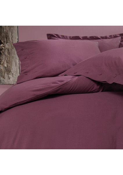 Bedding Plain Tek Kişilik Ranforce Yıkamalı Nevresim Takımı - Mürdüm