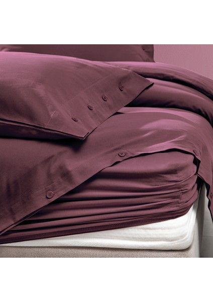 Bedding Plain Tek Kişilik Ranforce Yıkamalı Nevresim Takımı - Mürdüm