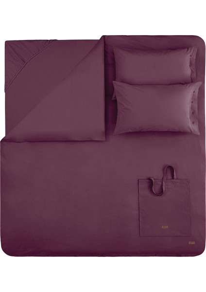 Bedding Plain Tek Kişilik Ranforce Yıkamalı Nevresim Takımı - Mürdüm