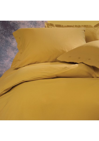 Bedding Plain Tek Kişilik Ranforce Yıkamalı Nevresim Takımı - Safran