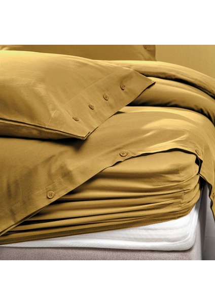 Bedding Plain Tek Kişilik Ranforce Yıkamalı Nevresim Takımı - Safran