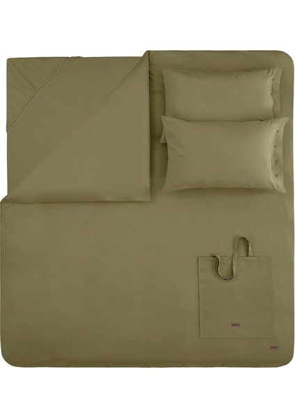 Plain Çift Kişilik Xl Ranforce Yıkamalı Nevresim Takımı - Yeşil