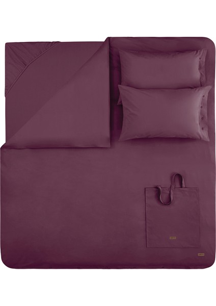 Plain Çift Kişilik Xl Ranforce Yıkamalı Nevresim Takımı - Mürdüm