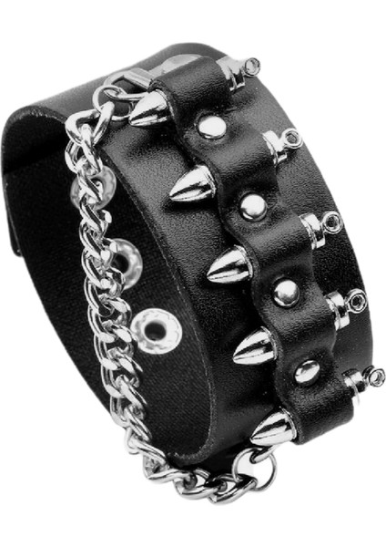 Kovboy Tokalı Gothic Punk Metallica Tarzı Zımbalı Bileklik