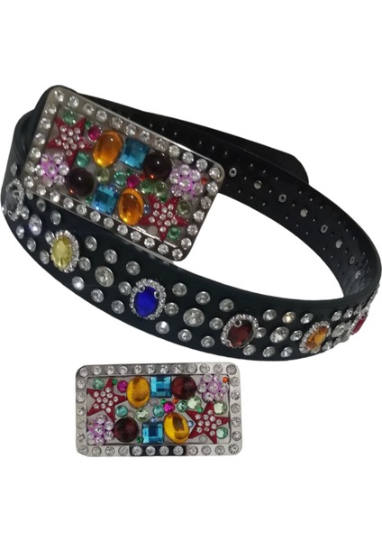 Kovboy Bayan Ful Taşlı Bayan Kemeri