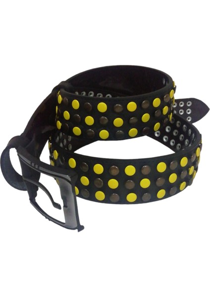 Gothic Punk Metallica Tarzı Zımbalı Kemer