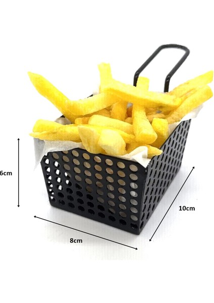 4 Adet Mini Patateslik Ve 1 Adet Sosluk - Cafe, Restaurant Burger Sunum, Servis Ekipmanı Model-1 Siyah