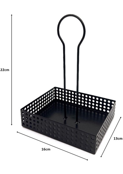 4 Adet Mini Patateslik Ve 1 Adet Sosluk - Cafe, Restaurant Burger Sunum, Servis Ekipmanı Model-1 Siyah