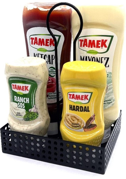 4 Adet Mini Patateslik Ve 1 Adet Sosluk - Cafe, Restaurant Burger Sunum, Servis Ekipmanı Model-1 Siyah