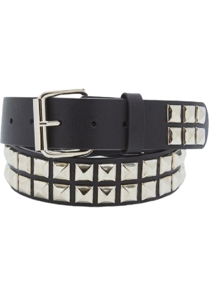 Kovboy Tokalı Gothic Punk Metallica Tarzı Zımbalı Kemer Hakiki Deri