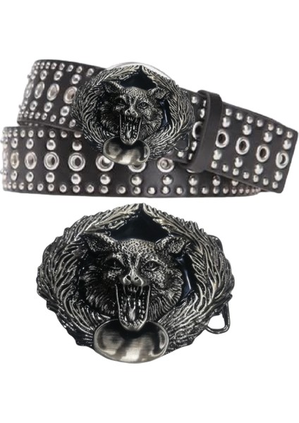 Kovboy Tokalı Gothic Punk Metallica Tarzı Zımbalı Kemer