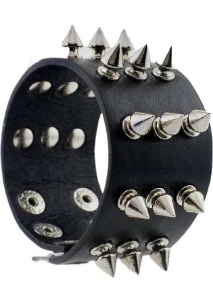 Kovboy Gothic Punk Metallica Tarzı Zımbalı Bileklik