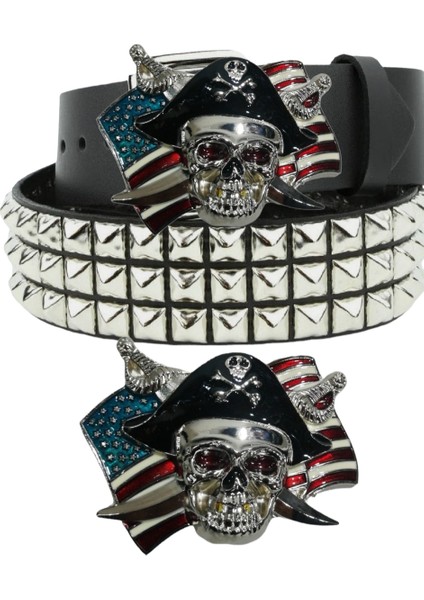 Kovboy Tokalı Gothic Punk Metallica Tarzı Zımbalı Kemer